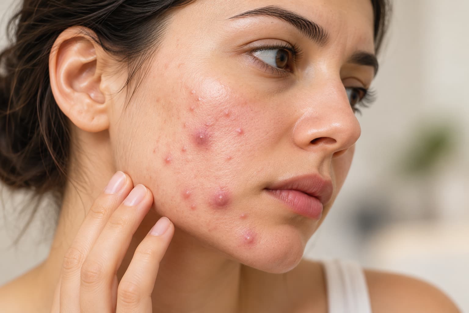 Deep nodular acne lesion beneath the skin